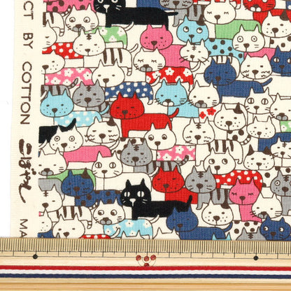 [数量从5开始] 织物 『板材织物 到处都是猫多ACS1107-A" COTTON KOBAYASHI
