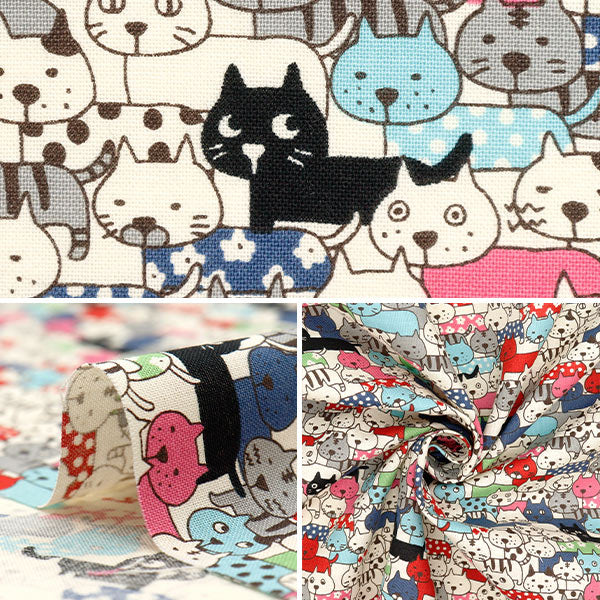 [数量从5开始] 织物 『板材织物 到处都是猫多ACS1107-A" COTTON KOBAYASHI