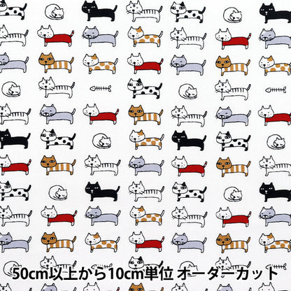 [数量从5开始] 织物 『板材织物 对齐的猫白色ACS1101-B" COTTON KOBAYASHI