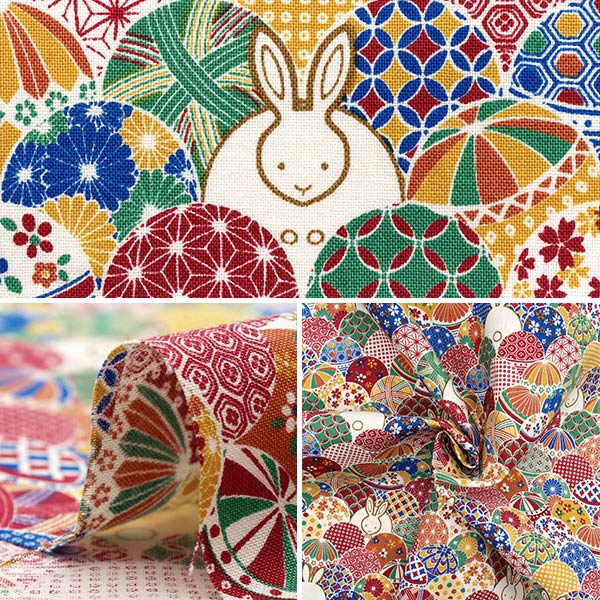 [数量从5开始] 织物 『板材织物 Temari Rabbit Multi ACS1109-A" COTTON KOBAYASHI