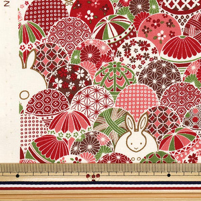 [数量从5开始] 织物 『板材织物 Temari Rabbit红色ACS1109-B" COTTON KOBAYASHI