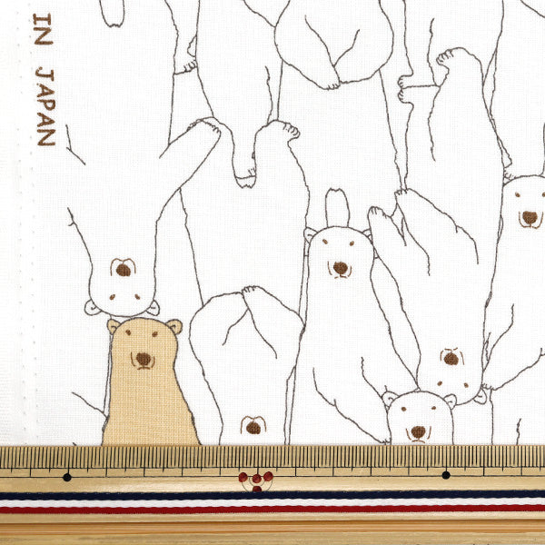 [Quantity starting from 5] Fabric 『Sheeting White bears full of white ACS1112-D" COTTON KOBAYASHI