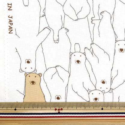 [Quantity starting from 5] Fabric 『Sheeting White bears full of white ACS1112-D" COTTON KOBAYASHI