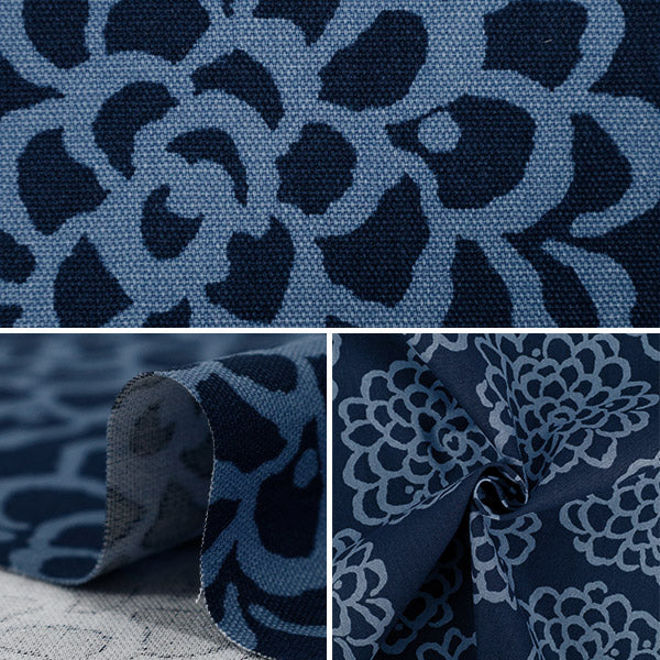 [Quantity starting from 5] Fabric "Usako's cloth" Oxford Dahlia Navy x Blue ACS1115-A" COTTON KOBAYASHI