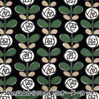 [Quantity starting from 5] Fabric "Usako's cloth" Oxford Rose Black x White ACS1116-B" COTTON KOBAYASHI