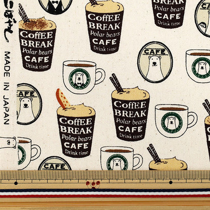 [Quantity starting from 5] Fabric 『Oxford Barista Bear Kinari ACS1118-A" COTTON KOBAYASHI