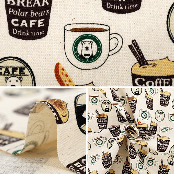 [Quantity starting from 5] Fabric 『Oxford Barista Bear Kinari ACS1118-A" COTTON KOBAYASHI
