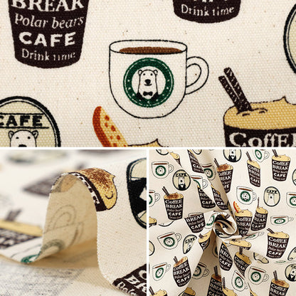 [Quantity starting from 5] Fabric 『Oxford Barista Bear Kinari ACS1118-A" COTTON KOBAYASHI