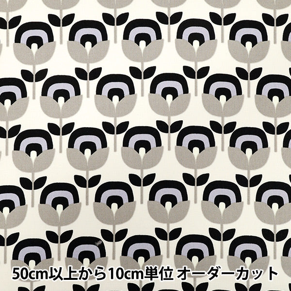 [Quantity starting from 5] Fabric 『Oxford Retro Flower Kinari x Gray ACS1130-A" COTTON KOBAYASHI