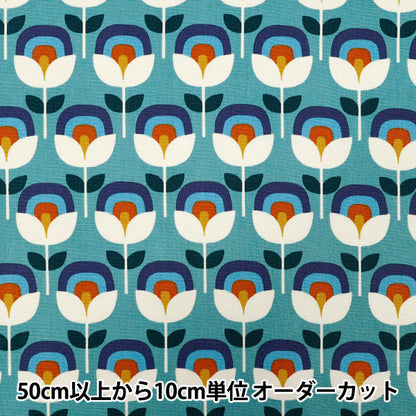 [Quantity starting from 5] Fabric 『Oxford Retro Flower Blue ACS1130-C" COTTON KOBAYASHI