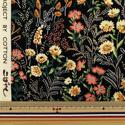 [Quantity starting from 5] Fabric 『Oxford Wildflower Black ACS1128-A" COTTON KOBAYASHI