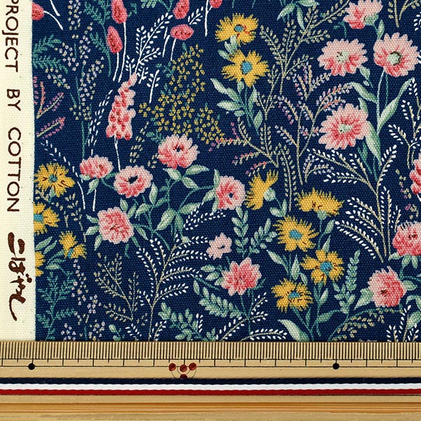 [Quantity starting from 5] Fabric 『Oxford Wildflower Navy ACS1128-B" COTTON KOBAYASHI