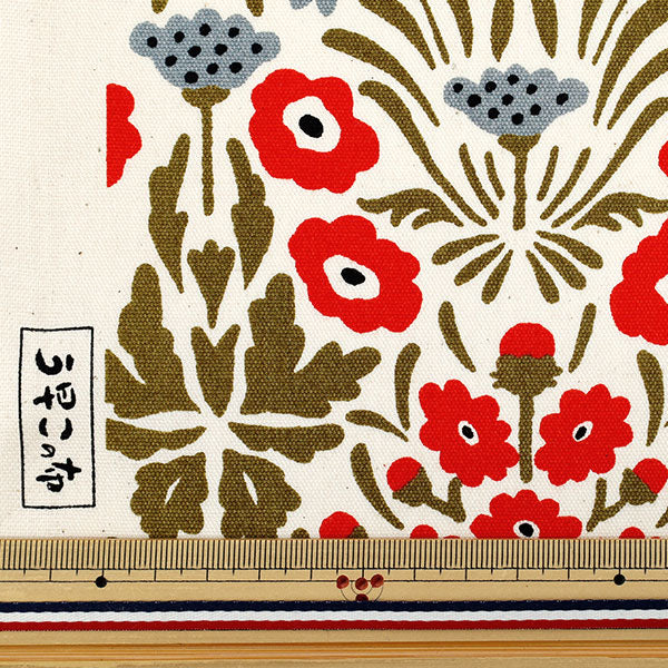 [Quantity starting from 5] Fabric "Usako's cloth" Oxford Shaina Flower Kinari x Red ACS1140-A" COTTON KOBAYASHI