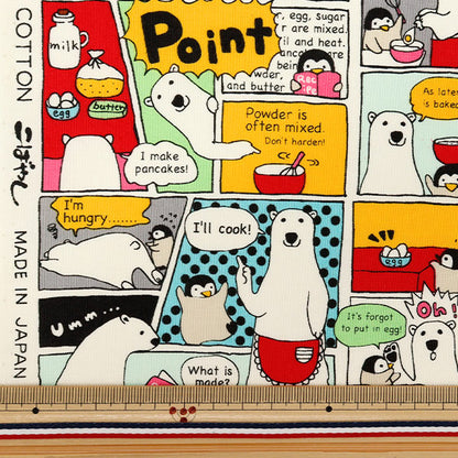 [Quantity starting from 5] Fabric 『Sheeting White Bear Cooking Multi ACS1152-A" COTTON KOBAYASHI