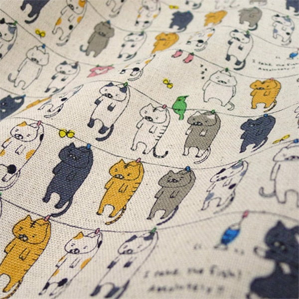[From quantity 5] Fabric "Cotton linen canvas washing cat KTS6227-A" COTTON KOBAYASHI