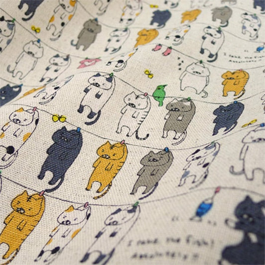 [From quantity 5] Fabric "Cotton linen canvas washing cat KTS6227-A" COTTON KOBAYASHI