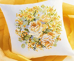 Embroidery kit "Embroidery Kit Cushion Flower 5991 Yellow Rose" Olympus