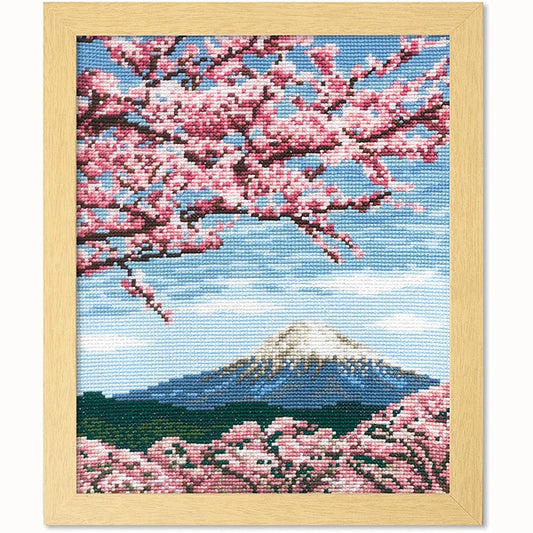 刺绣套件“十字缝刺绣套件日本著名的地方樱花和富士山7386” Olympus