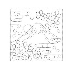 Embroidery Fabric 『Sashiko Hanachika cloth pack Fuji and cherry blossoms (white) H-1012] Olympus