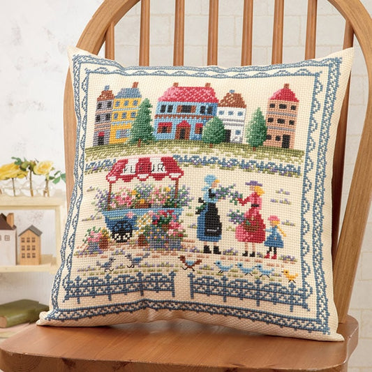 Embroidery kit "Ono Megumi Cushion Street Scenery 6058" Olympus