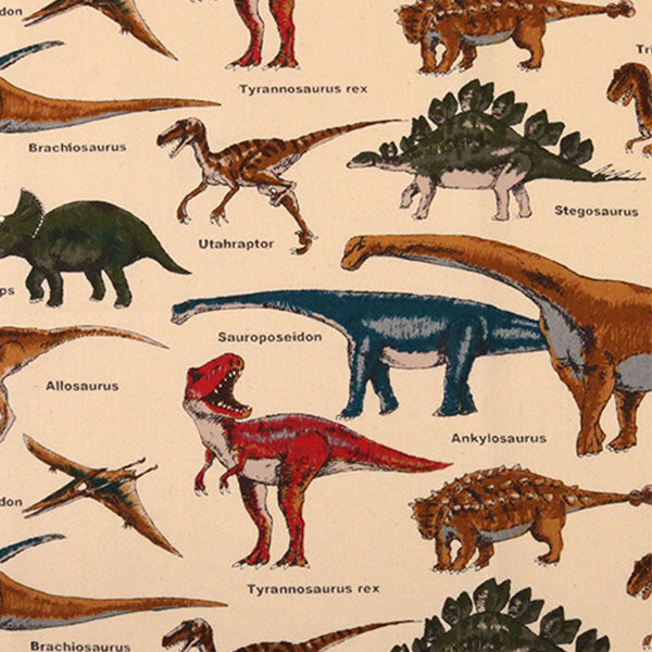 [From quantity 5] Fabric "Twill Dinosaur Print A (Beige)" COTTON KOBAYASHI