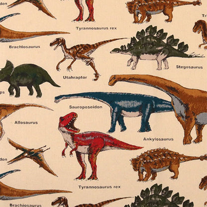 [From quantity 5] Fabric "Twill Dinosaur Print A (Beige)" COTTON KOBAYASHI