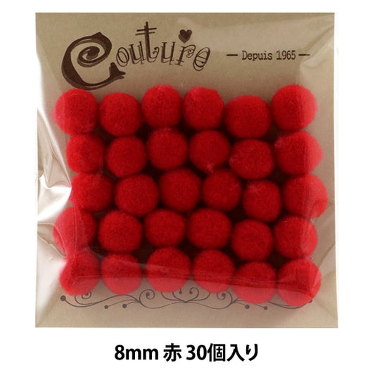 手芸パーツ 『ボンテン 8mm 5.赤 30個入り』 寺井