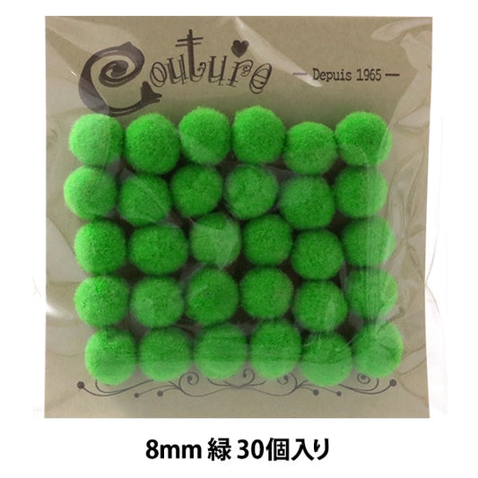 手芸パーツ 『ボンテン 8mm 7.緑 30個入り』 寺井