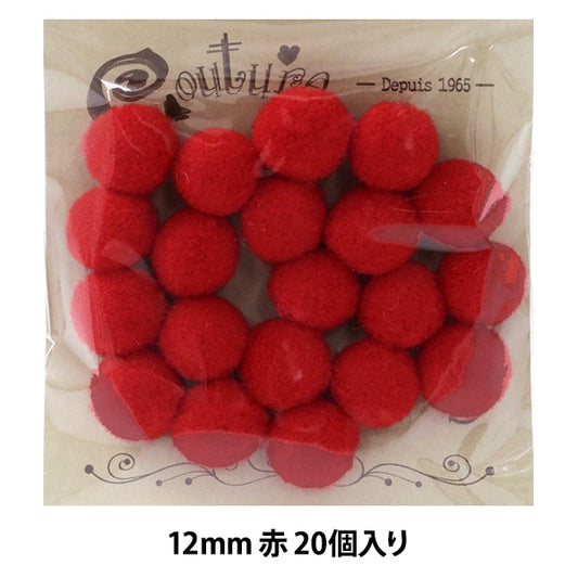 手芸パーツ 『ボンテン 12mm 5.赤 20個入り』 寺井