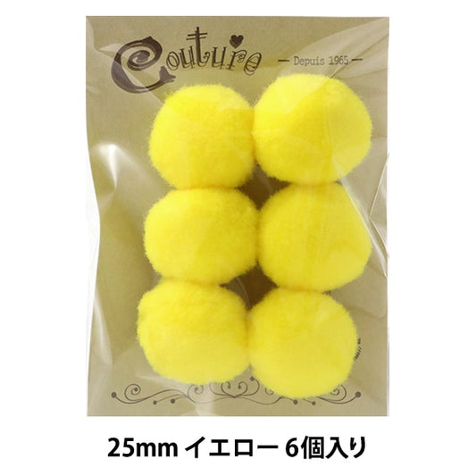 手芸パーツ 『ボンテン 25mm 2.イエロー 6個入り』 寺井