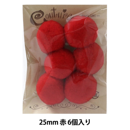 手芸パーツ 『ボンテン 25mm 5.赤 6個入り』 寺井
