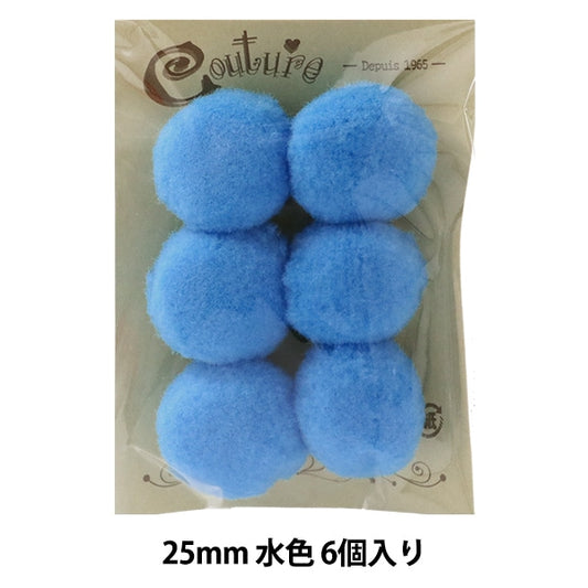 手芸パーツ 『ボンテン 25mm 6.水色 6個入り』 寺井