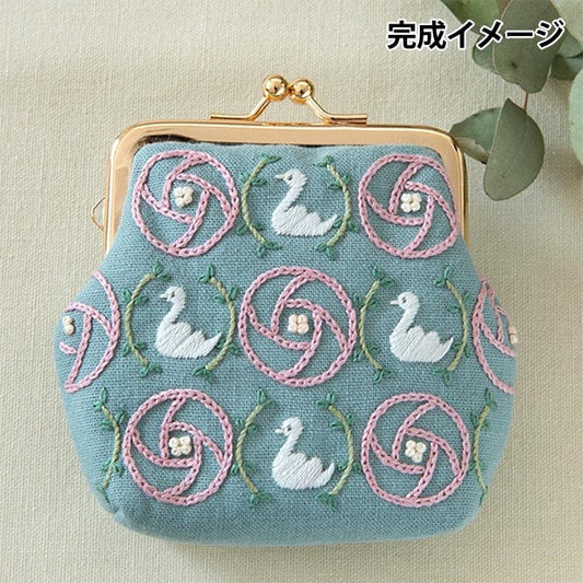 块刺绣套件“ Chicchi的动物刺绣套件和玫瑰小小钱包 PHC-081作品（和平）