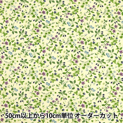 [From quantity 5] Fabric "Twill Print Fruit & Flower Pattern Blue KSP4894-B" COTTON KOBAYASHI