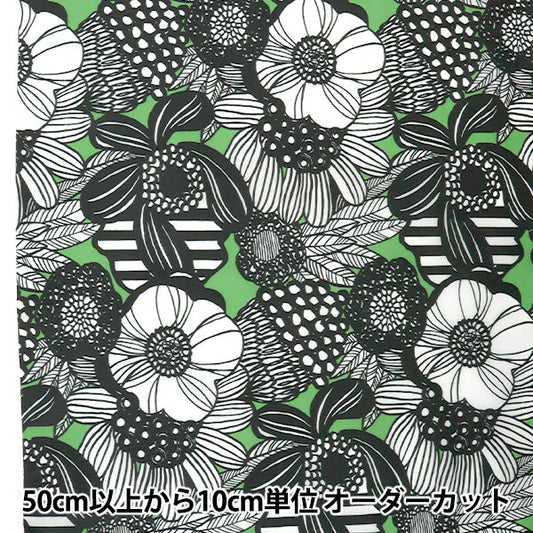 [来自数量5] 织物 “尼龙塔夫绸 艺术花卉 绿色UP5767-B COTTON KOBAYASHI
