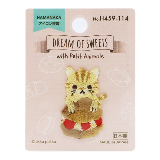 ワッペン 『DREAM OF SWEETS(ドリーム オブ スイーツ)ねことシュークリーム H459-114』 Hamanaka ハマナカ