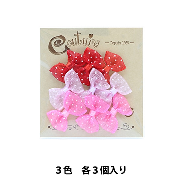 手工艺品零件“迷你”丝带部分 波尔卡圆点 红色，白色，粉红色TRP-18] Terai