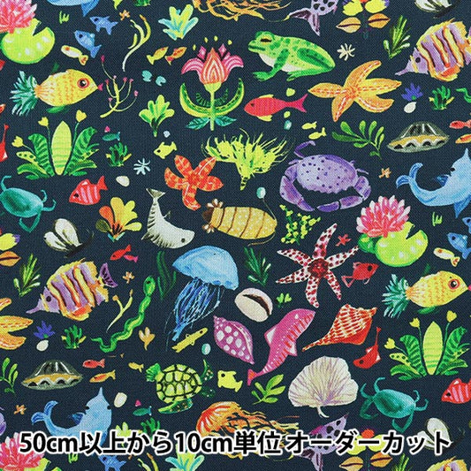 [From quantity 5] Fabric 『Sheeting Ocean Finds DJL1755-MULTI] USA cotton