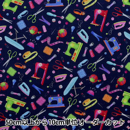 [From quantity 5] Fabric "USA Cotton Small World Sewing Pattern Navy GAIL-CD8904"