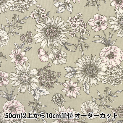 [From quantity 5] Fabric "21W Corduroy Print Flower Pattern Beige 38095-2A"