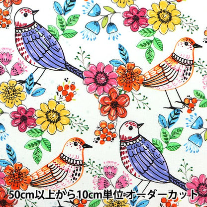 [From quantity 5] Fabric "USA Cotton Fork Art Birds CX10020-MULTI"