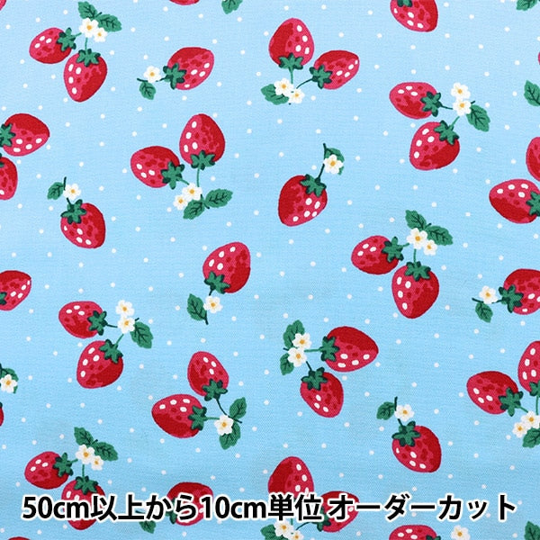 [From quantity 5] Fabric 『Oxford Print Ichigo Dot Blue MOWF-138-BL]