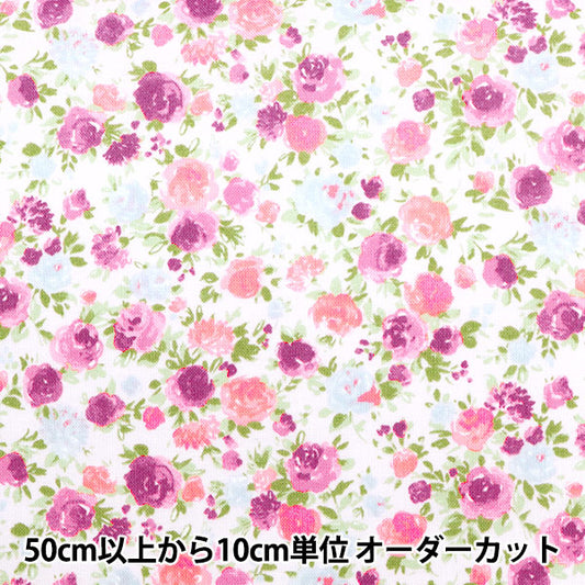 [From quantity 5] Fabric "Imadoki SheetingPrint Squalane oil processing carnation and rose IMAF-12P]