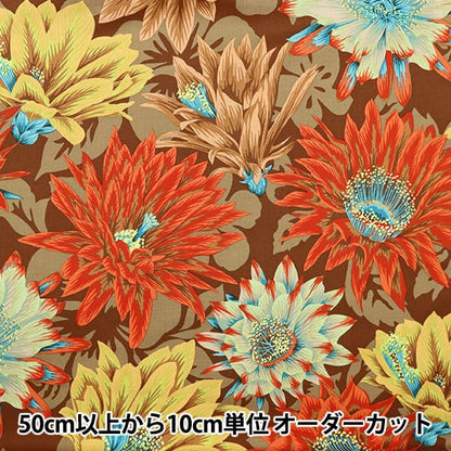 [From quantity 5] Fabric "USA Cotton Kaffe Fassett Cactus Flower PJ096-BROWN"