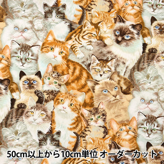 [From quantity 5] Fabric "USA cotton pet poly cat pattern 1253-MULTI"