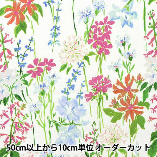 [From quantity 5] Fabric "USA Cotton Dearstella Wild FLOWERS DCWR2128-WHIT"