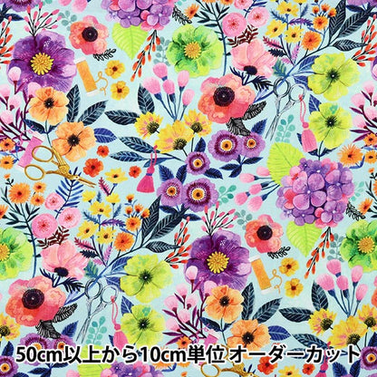 [From quantity 5] Fabric "USA Cotton Dearstella Sewing Floral DMB2030-MULTI"