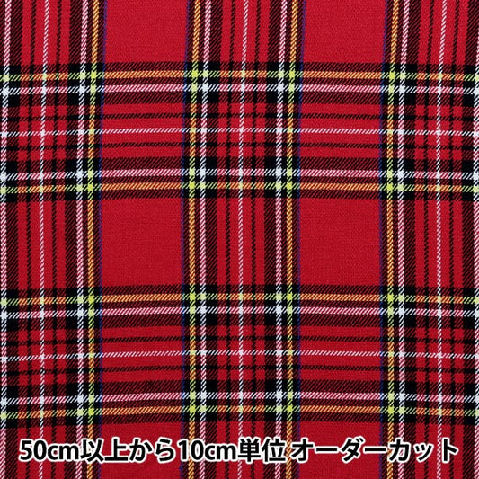 【数量5から】 生地『ベーシックチェック タータンチェック レッド×ホワイト YZW008』