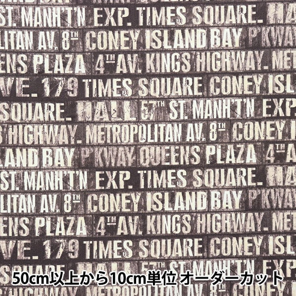 [From quantity 5] Fabric "USA Cotton Subway Signs Charcoal PWTH173CHARCO"