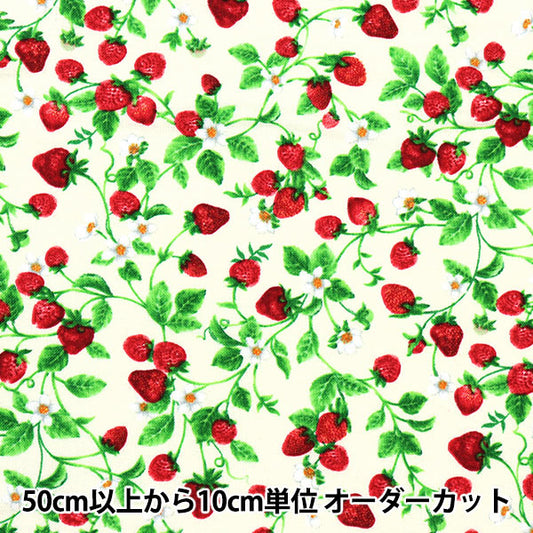 [From quantity 5] Fabric "USA Cotton Small Strawberry on Vine Cream Fruit-C1049"